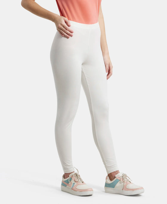 Super Combed Cotton Elastane Leggings with Ultrasoft Waistband - Coconut milk-2