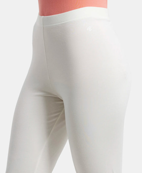 Super Combed Cotton Elastane Leggings with Ultrasoft Waistband - Coconut milk-7