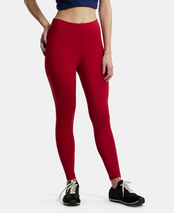 Super Combed Cotton Elastane Leggings with Ultrasoft Waistband - Shanghai Red-1