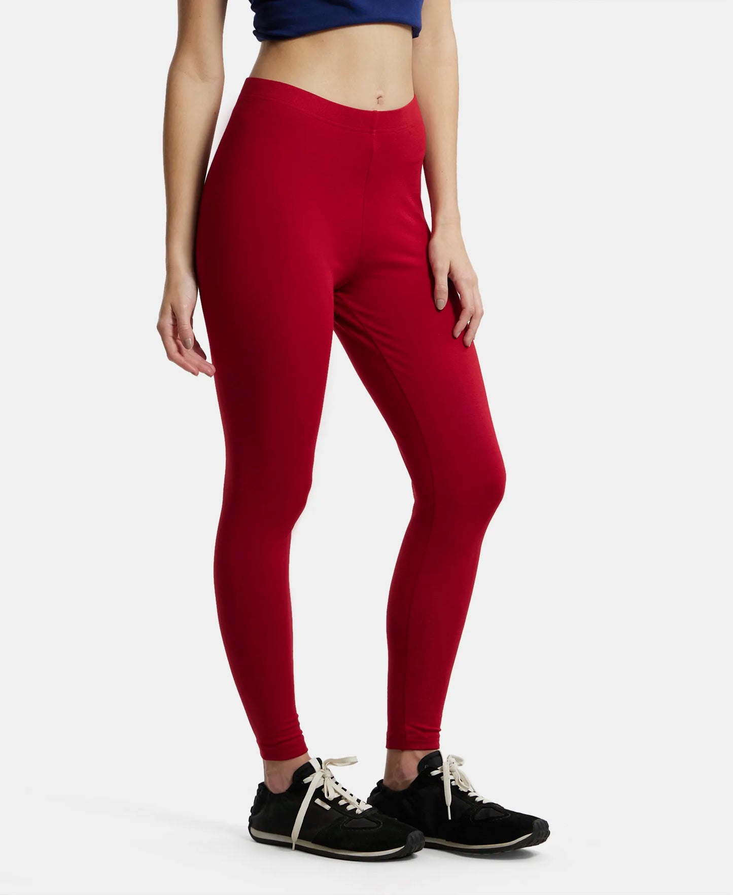 Super Combed Cotton Elastane Leggings with Ultrasoft Waistband - Shanghai Red-2