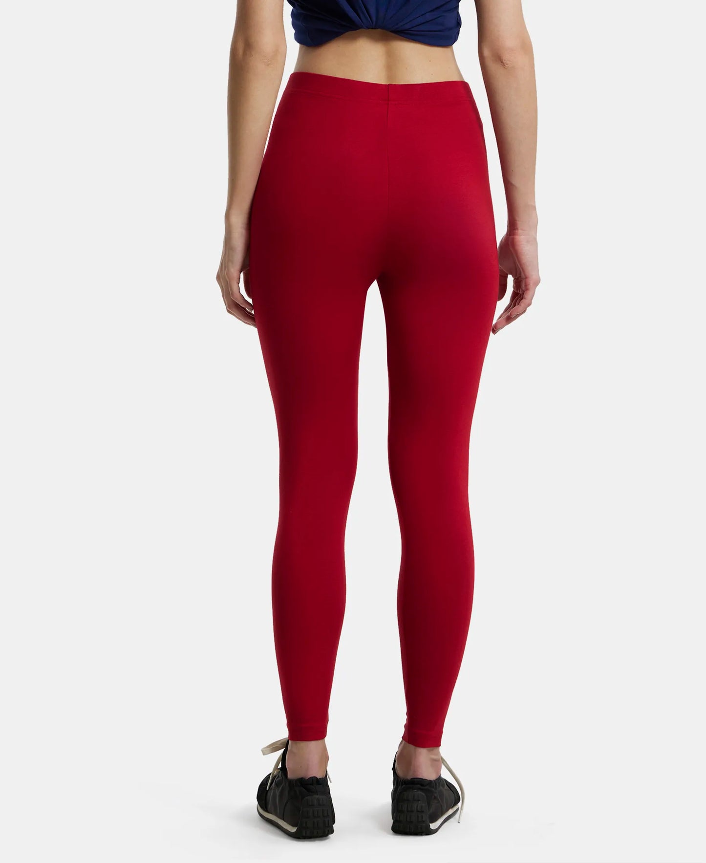 Super Combed Cotton Elastane Leggings with Ultrasoft Waistband - Shanghai Red-3