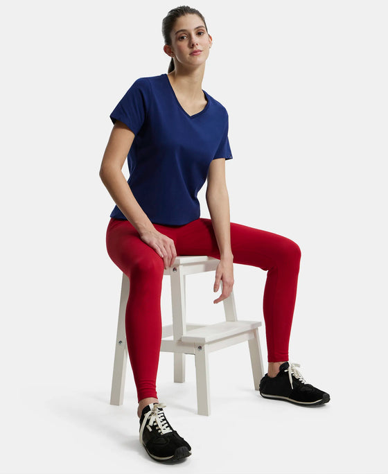 Super Combed Cotton Elastane Leggings with Ultrasoft Waistband - Shanghai Red-6