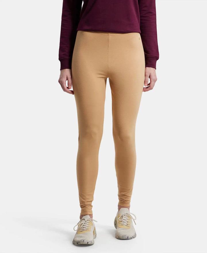 Super Combed Cotton Elastane Leggings with Ultrasoft Waistband - Tan-1