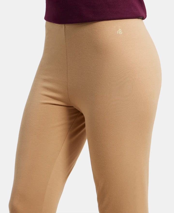 Super Combed Cotton Elastane Leggings with Ultrasoft Waistband - Tan-7