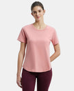 Super Combed Cotton Rich Relaxed Fit Solid Curved Hem Styled Half Sleeve T-Shirt - Brandied Apricot-1