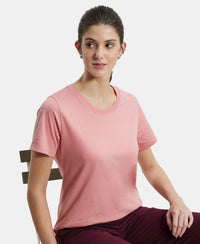 Super Combed Cotton Rich Relaxed Fit Solid Curved Hem Styled Half Sleeve T-Shirt - Brandied Apricot-5
