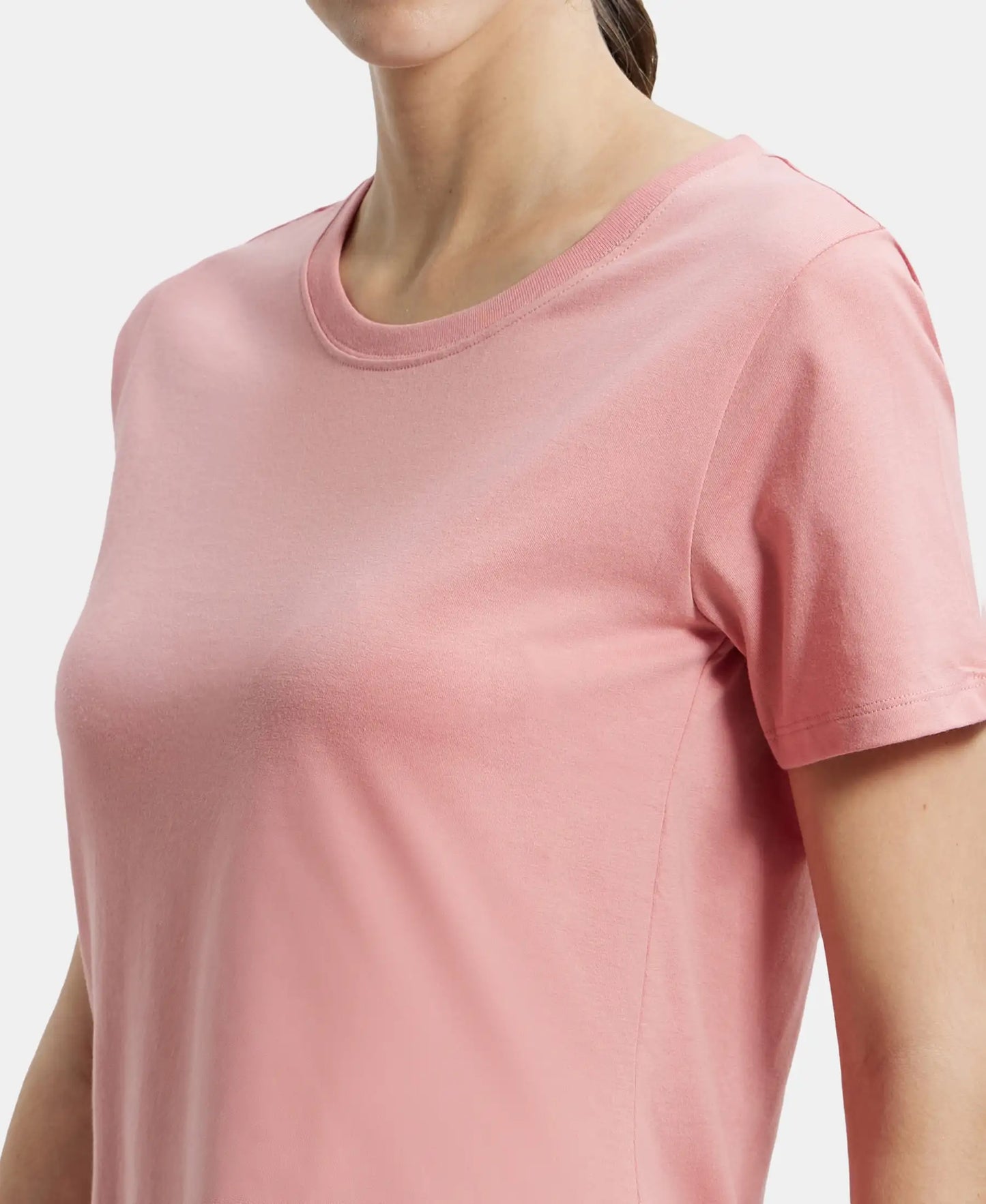 Super Combed Cotton Rich Relaxed Fit Solid Curved Hem Styled Half Sleeve T-Shirt - Brandied Apricot-6