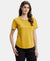 Super Combed Cotton Rich Relaxed Fit Solid Curved Hem Styled Half Sleeve T-Shirt - Golden Spice-1