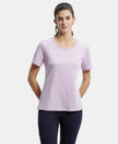 Super Combed Cotton Rich Relaxed Fit Solid Curved Hem Styled Half Sleeve T-Shirt - Orchid Bloom-1