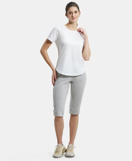Super Combed Cotton Rich Relaxed Fit Solid Curved Hem Styled Half Sleeve T-Shirt - White-4