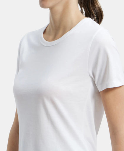 Super Combed Cotton Rich Relaxed Fit Solid Curved Hem Styled Half Sleeve T-Shirt - White-6