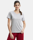 Super Combed Cotton Rich Fabric Relaxed Fit V-Neck Half Sleeve T-Shirt - Light Grey Melange-1