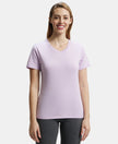 Super Combed Cotton Rich Fabric Relaxed Fit V-Neck Half Sleeve T-Shirt - Orchid Bloom-1