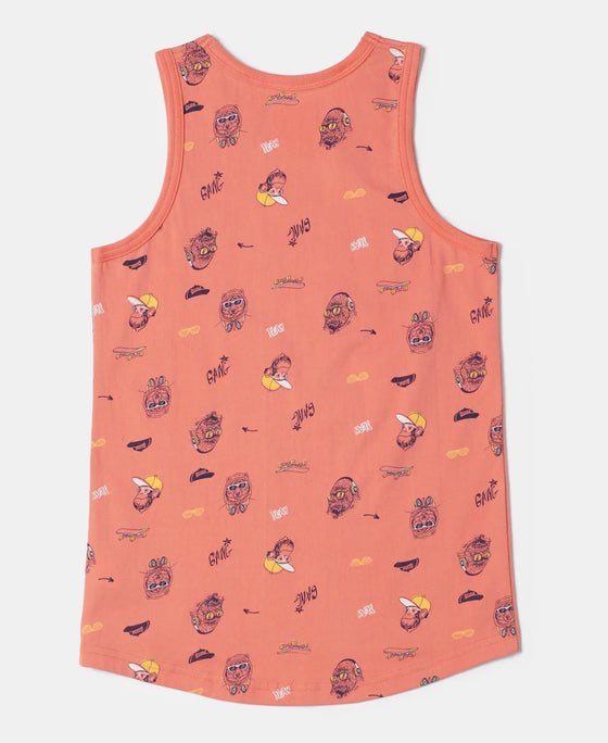 Super Combed Cotton Printed Tank Top - Ember Glow Printed-2