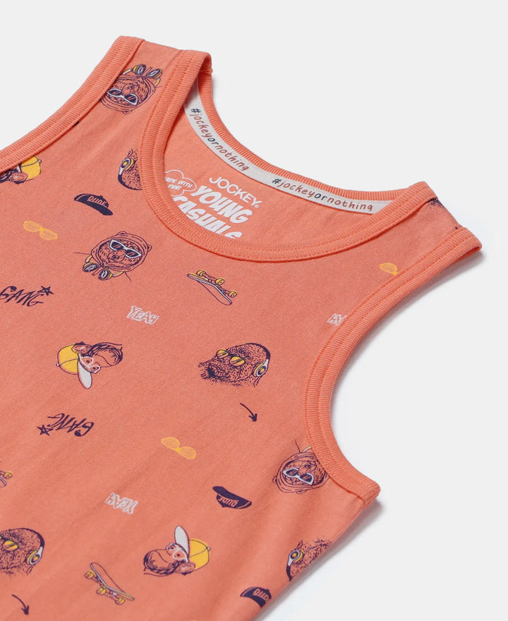 Super Combed Cotton Printed Tank Top - Ember Glow Printed-3