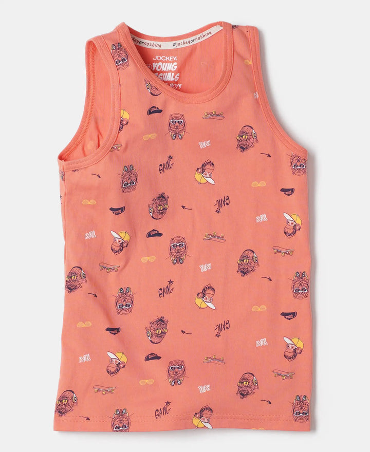 Super Combed Cotton Printed Tank Top - Ember Glow Printed-5