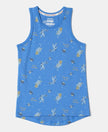 Super Combed Cotton Printed Tank Top - Palace Blue-1