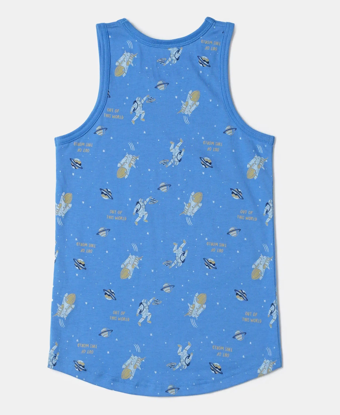 Super Combed Cotton Printed Tank Top - Palace Blue-2