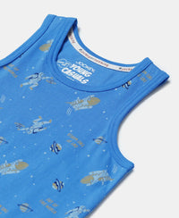 Super Combed Cotton Printed Tank Top - Palace Blue-3