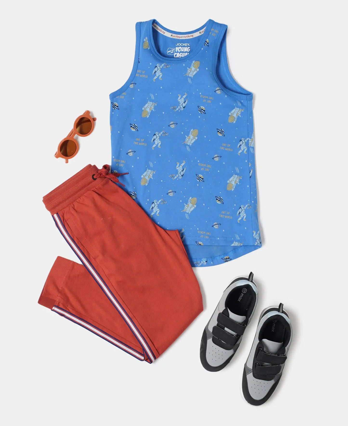 Super Combed Cotton Printed Tank Top - Palace Blue-4
