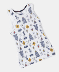 Super Combed Cotton Printed Tank Top - White Printed-5
