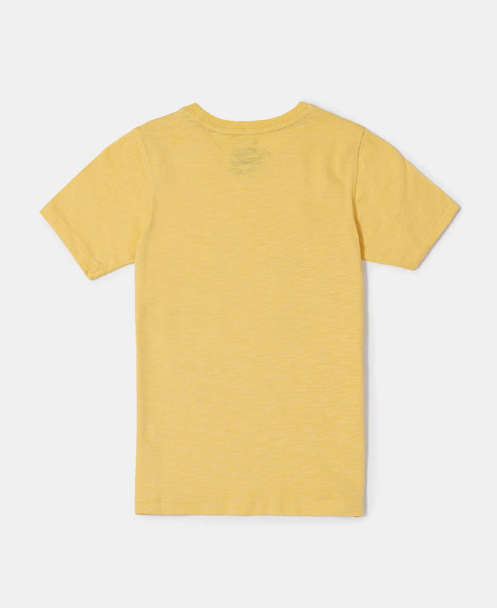 Super Combed Cotton Graphic Printed Half Sleeve T-Shirt - Corn Silk Printed-2