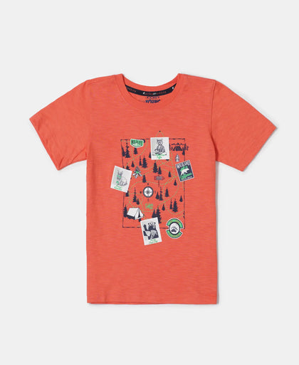 Super Combed Cotton Graphic Printed Half Sleeve T-Shirt - Ember Glow Printed-1