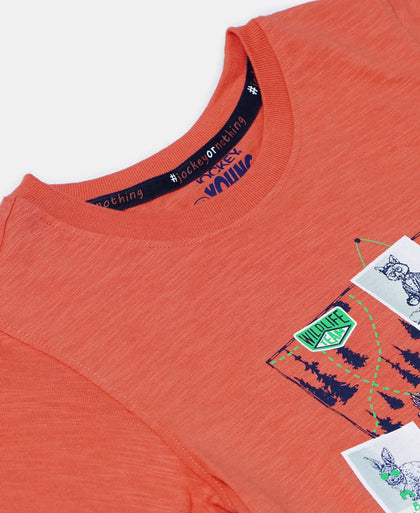 Super Combed Cotton Graphic Printed Half Sleeve T-Shirt - Ember Glow Printed-3
