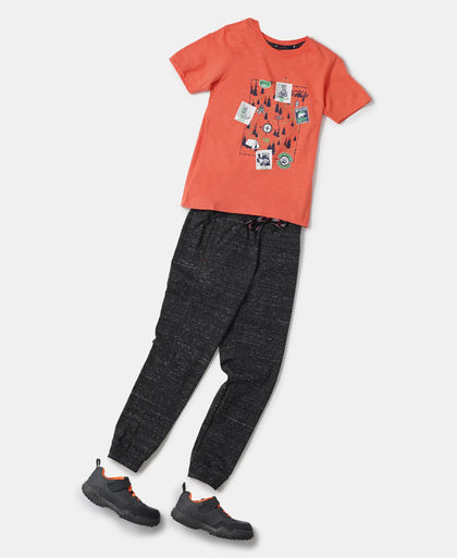 Super Combed Cotton Graphic Printed Half Sleeve T-Shirt - Ember Glow Printed-4