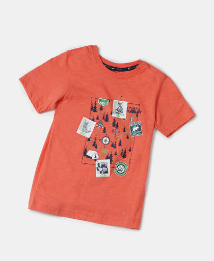 Super Combed Cotton Graphic Printed Half Sleeve T-Shirt - Ember Glow Printed-5