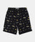 Super Combed Cotton French Terry Printed Shorts with Turn Up Hem Styling - Black-1