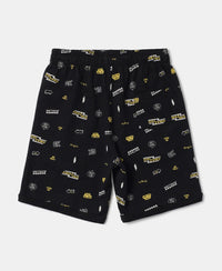 Super Combed Cotton French Terry Printed Shorts with Turn Up Hem Styling - Black Printed-2