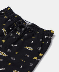 Super Combed Cotton French Terry Printed Shorts with Turn Up Hem Styling - Black Printed-3