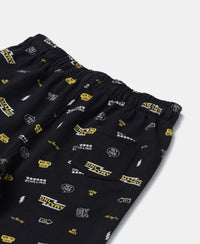 Super Combed Cotton French Terry Printed Shorts with Turn Up Hem Styling - Black Printed-4