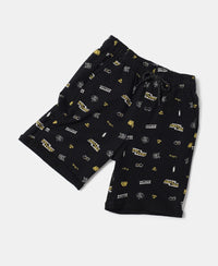 Super Combed Cotton French Terry Printed Shorts with Turn Up Hem Styling - Black Printed-6