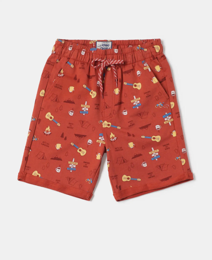 Super Combed Cotton French Terry Printed Shorts with Turn Up Hem Styling - Cinnabar Assorted Prints-1