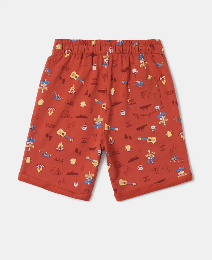 Super Combed Cotton French Terry Printed Shorts with Turn Up Hem Styling - Cinnabar Assorted Prints-2