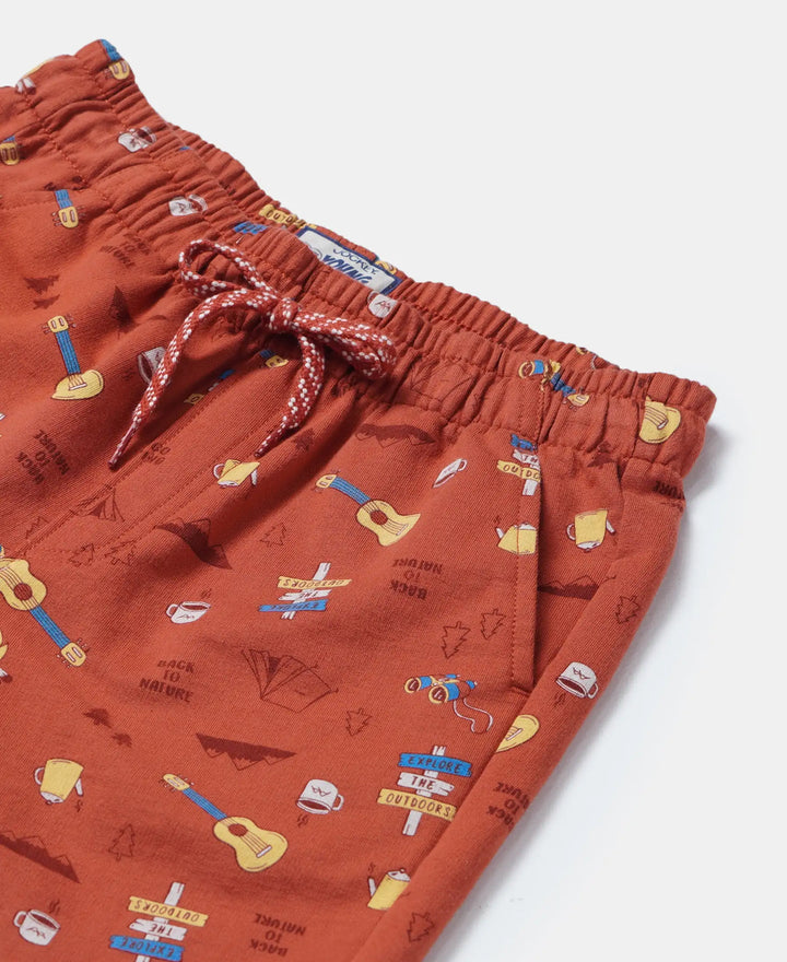 Super Combed Cotton French Terry Printed Shorts with Turn Up Hem Styling - Cinnabar Assorted Prints-3