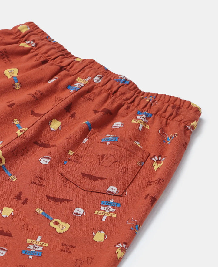 Super Combed Cotton French Terry Printed Shorts with Turn Up Hem Styling - Cinnabar Assorted Prints-4