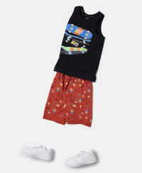 Super Combed Cotton French Terry Printed Shorts with Turn Up Hem Styling - Cinnabar Assorted Prints-5