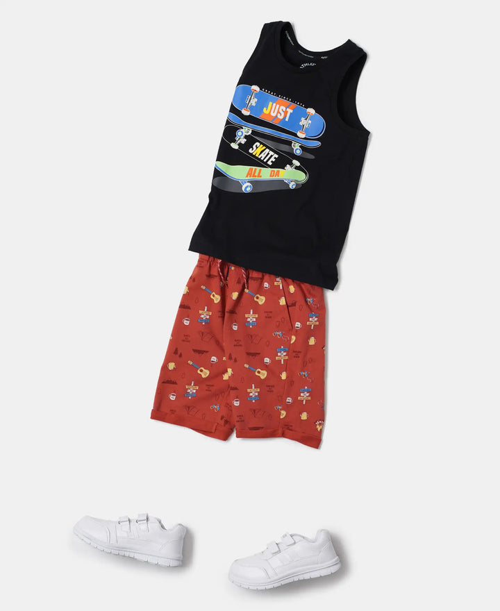 Super Combed Cotton French Terry Printed Shorts with Turn Up Hem Styling - Cinnabar Assorted Prints-5