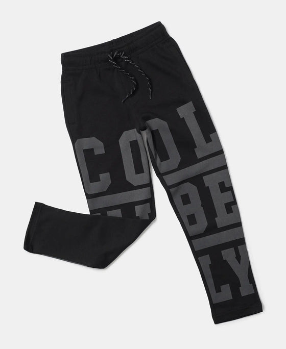Super Combed Cotton Rich Graphic Printed Trackpants - Black-5