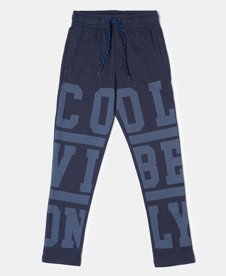Super Combed Cotton Rich Graphic Printed Trackpants - Navy-1