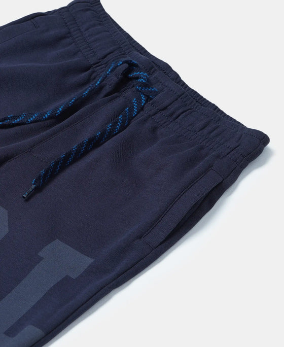 Super Combed Cotton Rich Graphic Printed Trackpants - Navy-3