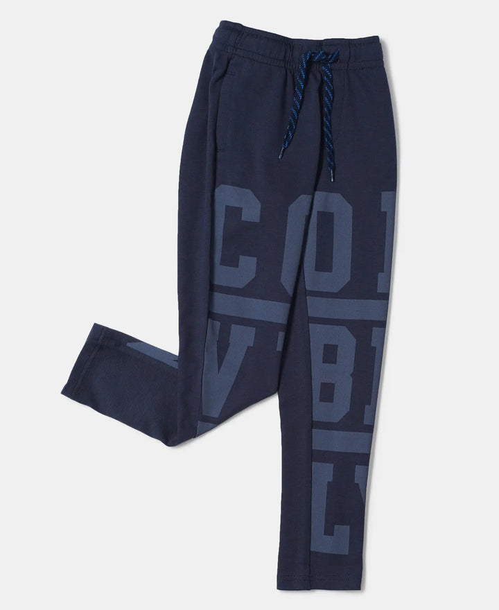 Super Combed Cotton Rich Graphic Printed Trackpants - Navy-5