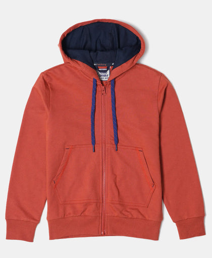 Super Combed Cotton French Terry Graphic Printed Hoodie Jacket - Cinnabar-1
