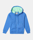 Super Combed Cotton French Terry Graphic Printed Hoodie Jacket - Palace Blue-1