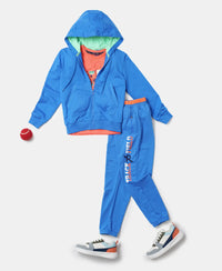 Super Combed Cotton French Terry Graphic Printed Hoodie Jacket - Palace Blue-4
