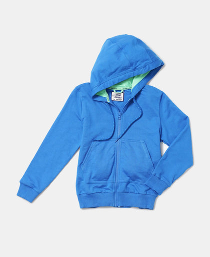 Super Combed Cotton French Terry Graphic Printed Hoodie Jacket - Palace Blue-5