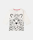 Super Combed Cotton Graphic Printed Three Quarter Sleeve T-Shirt - Gardenia Spot Print-1